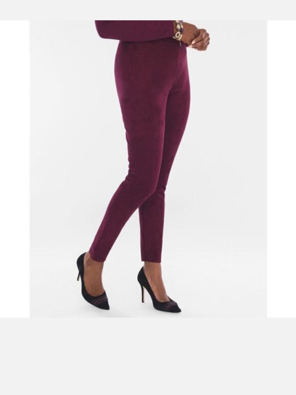 Chico's Pull On Faux Suede Look  Soft Plum Skinny Jeans